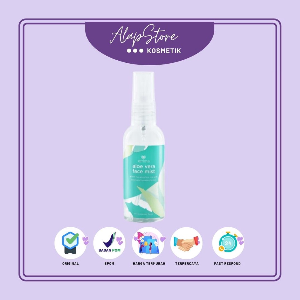 Emina Aloe Vera Face Mist 60 mL - Pelembab Wajah Menghidrasi &amp; Menyejukkan Kulit