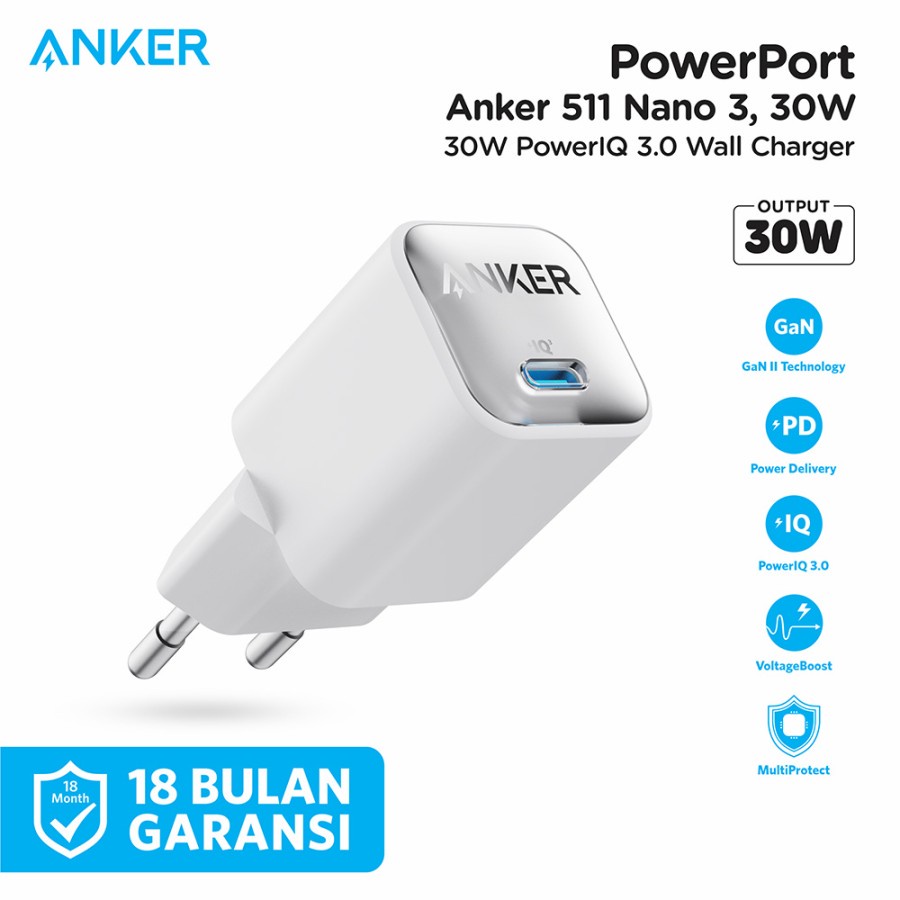 Anker 511 Nano III 30W Wall Charger Samsung Super Fast Charging A2147