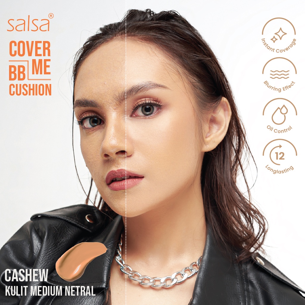 SALSA Cover Me BB Cushion Indonesia / Semi Matte SPF 30 PA++ 20g / Smooth Finish Waterproof Flawless Look Light Formula Medium
