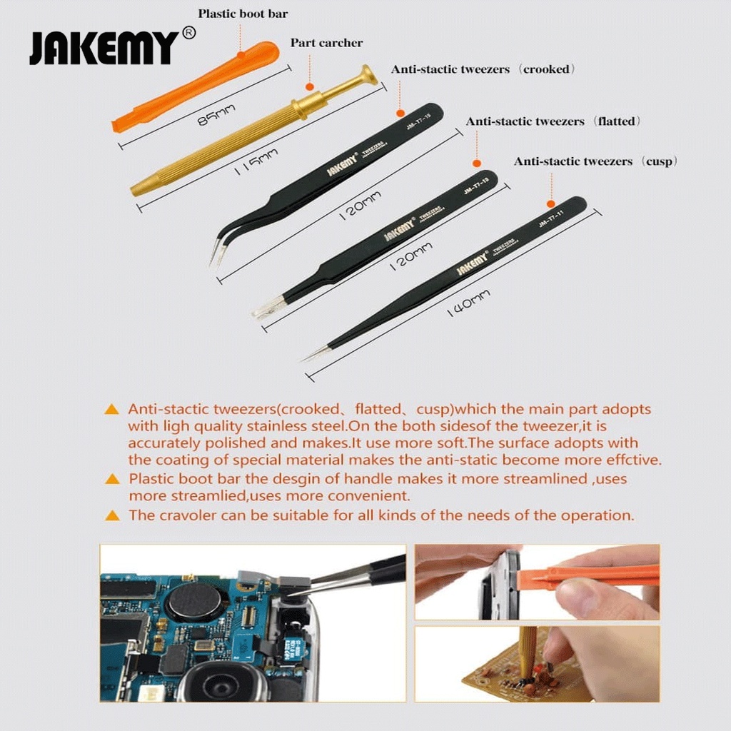 Jakemy Obeng Set Hp Opening tool Pinset Gelang Lengkap Original JM-P01