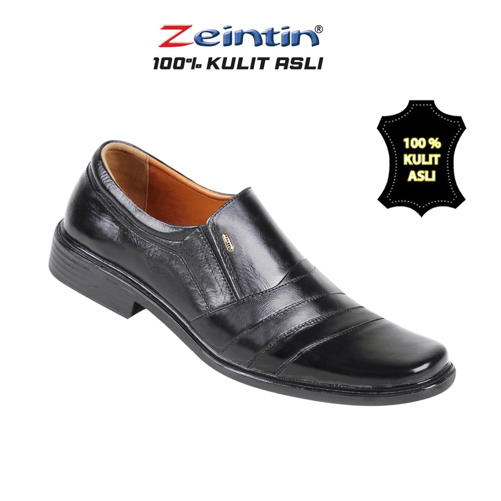 Zeintin - Sepatu Pantofel Hitam Pria Formal Kantor Leather Swedian Premium Original Zeintin ZX