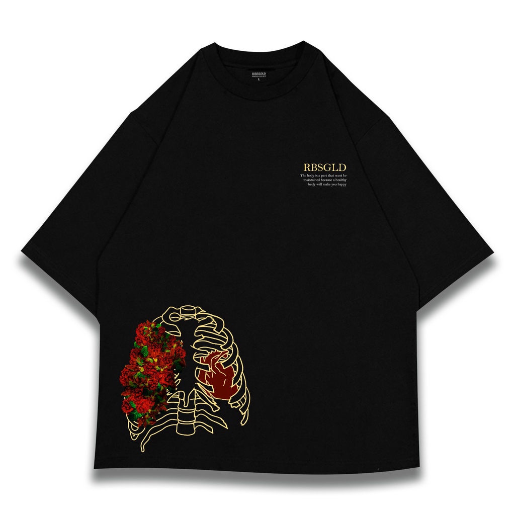 Ribsgold Kaos Oversize Graphic Pria - BoneFlow