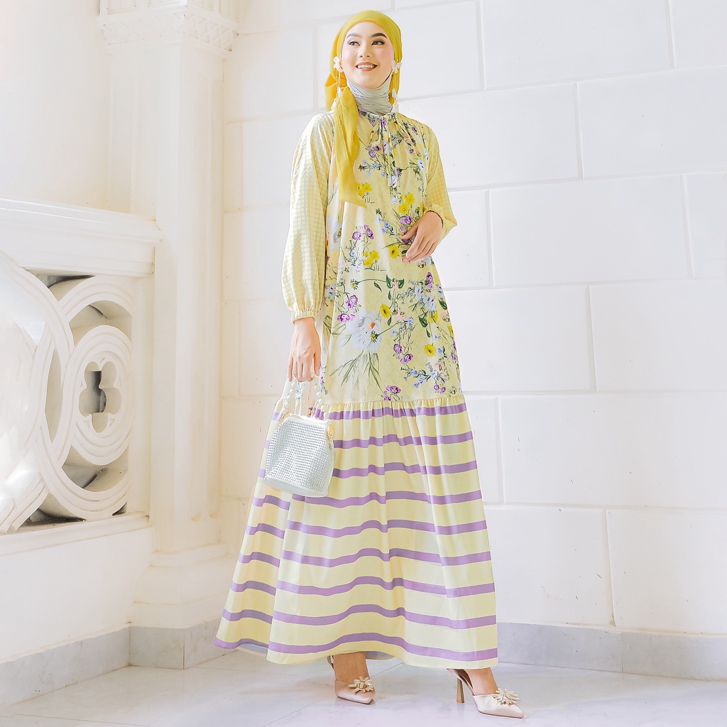 NUNA Ranjani Dress | atasan gamis wanita crepe motif printing