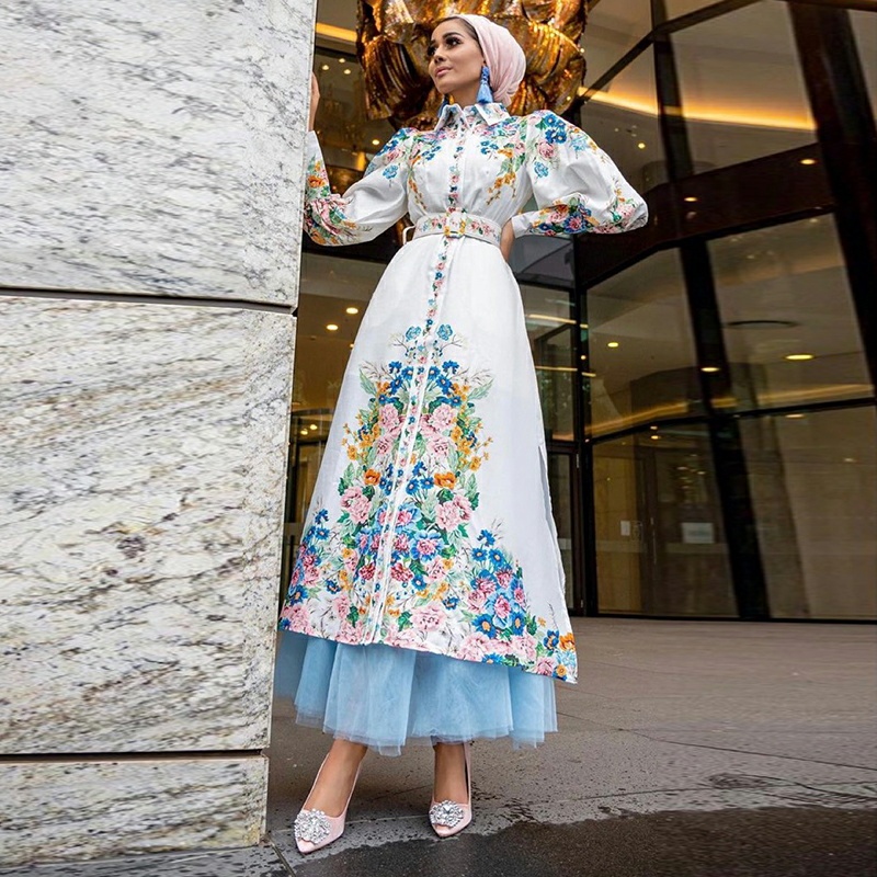Pakaian baju Maxi dress dres gamis lengan tangan panjang balon model gaya Korea kekinian hijab frien