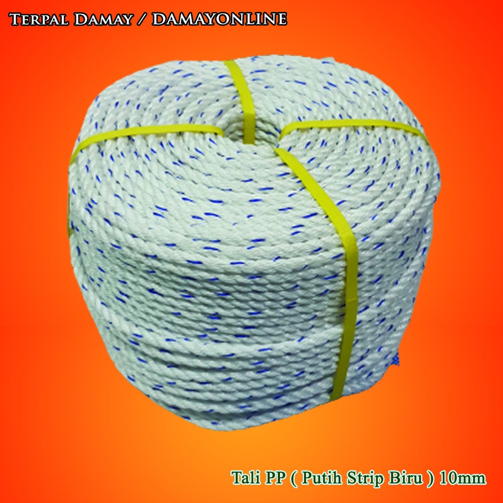 

Tali Tambang 10mm Putih Strip Biru / Rol ( Harga Per Rol )