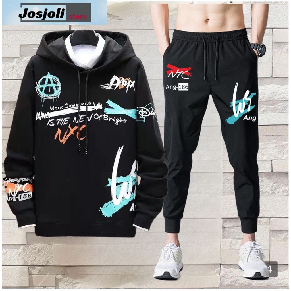 JOSJOLI_STORE/Stelan Nyc/Satu Stel Atasan dan Bawahan Pria Dewasa/Fit to XL