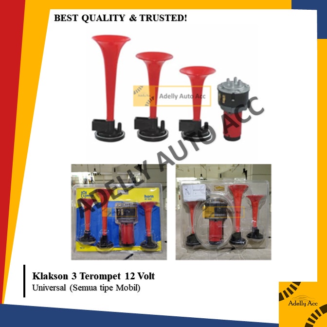 KLAKSON TROMPET TEROMPET 3 CORONG TELOLET 12 VOLT DINAMO