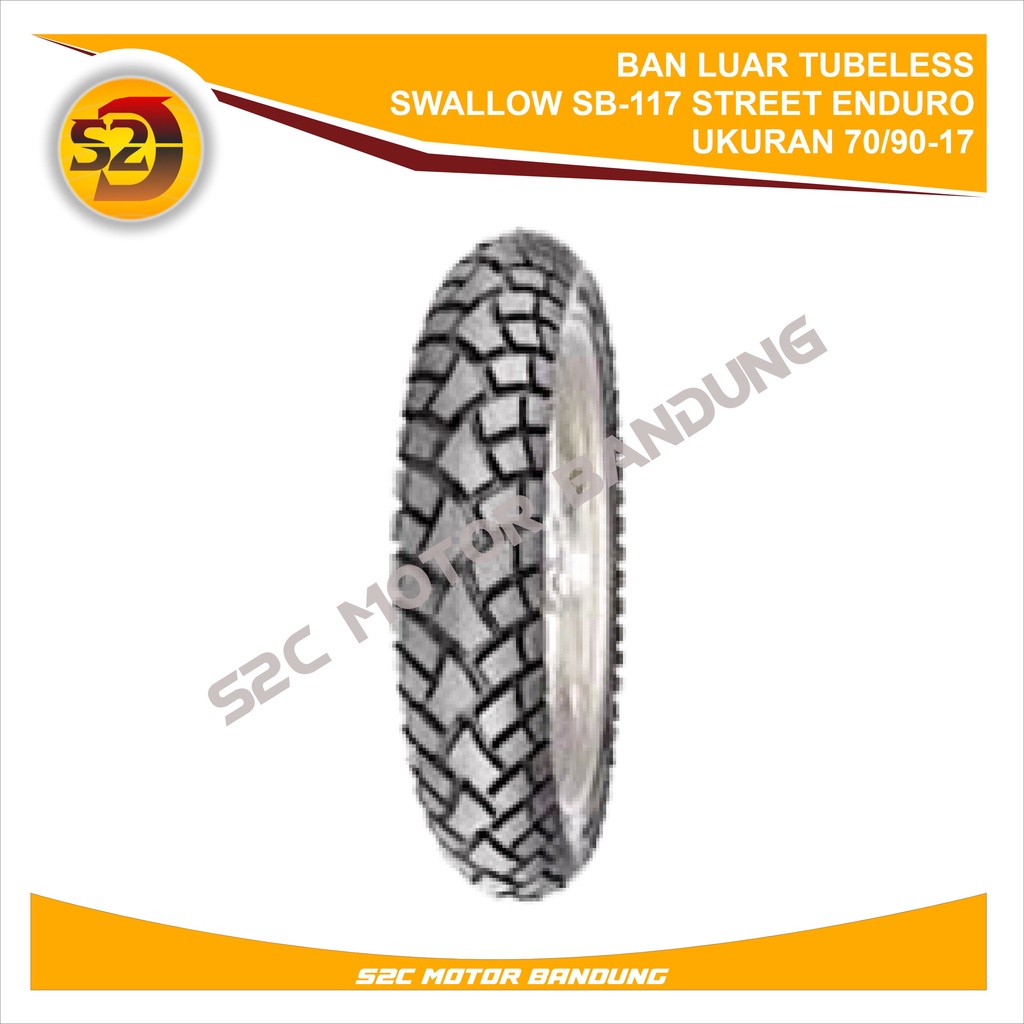 BAN LUAR TUBELESS SWALLOW SB-117 STREET ENDURO UKURAN 70/90 RING 17 70/90-17 100% ORIGINAL