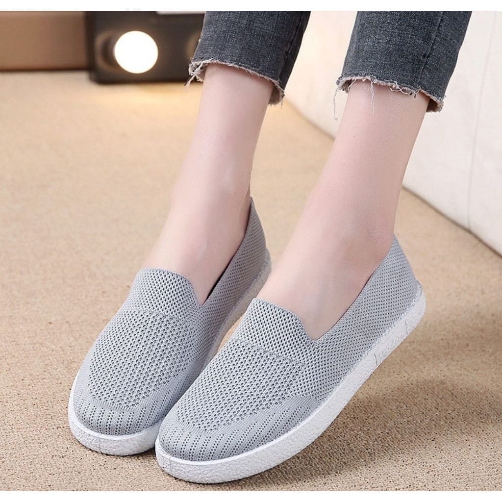 TOPGROSIR &quot;FREE BOX&quot; LV0175 Sepatu Slip On Wanita Import Rajut Sepatu Wanita Tanpa Tali Sepatu Wanita Sport Shoes Sepatu Slip On Wanita Ultra Ringan