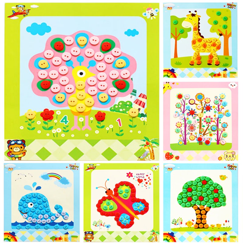 Mainan Kerajinan Anak DIY Kancing / Tempelan Felt Flanel / Mainan Kerajinan Art &amp; Craf