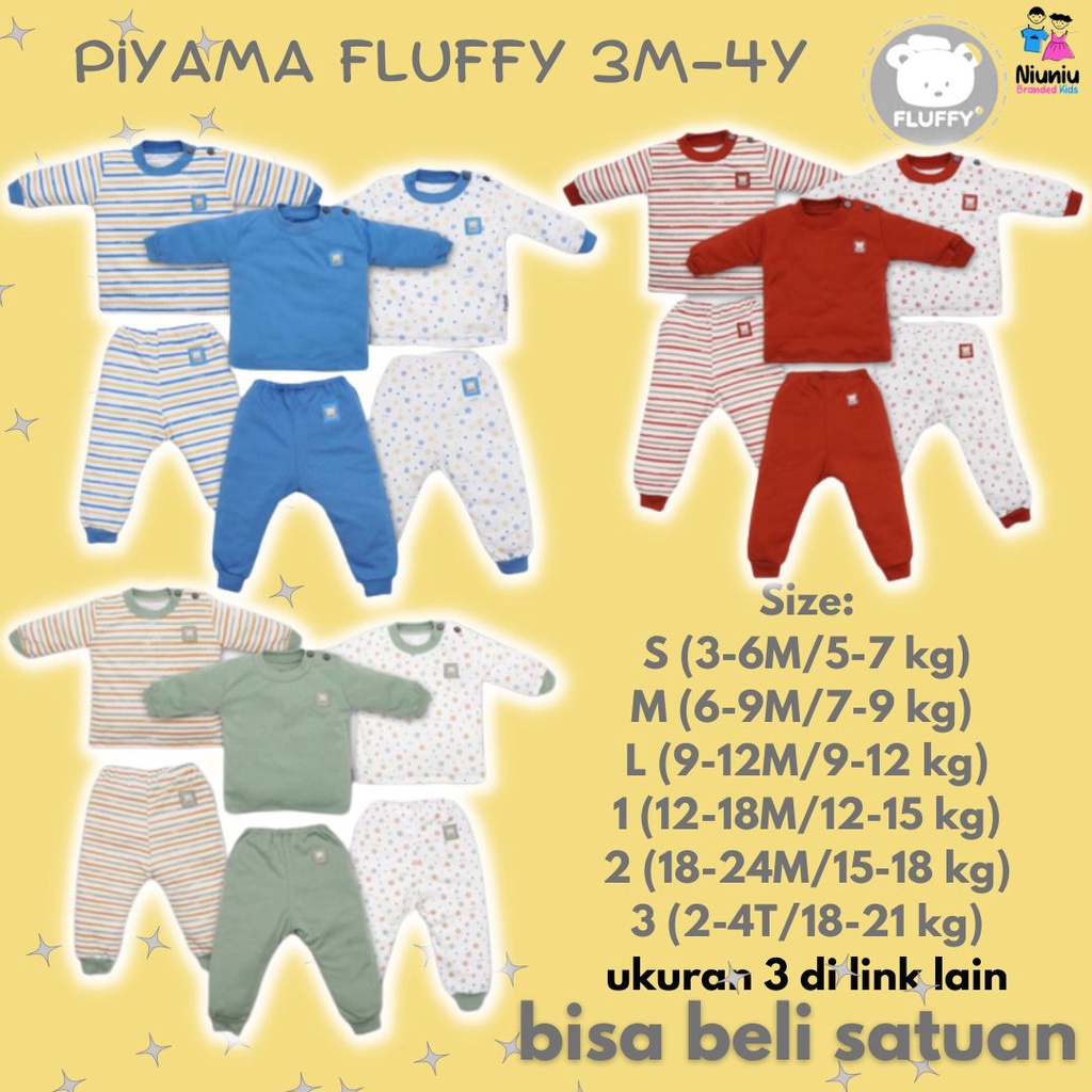 Piyama Baju Tidur Setelan Oneset Atasan Bawahan Oblong Fluffy Baju Bayi Anak Kids Laki laki Perempua