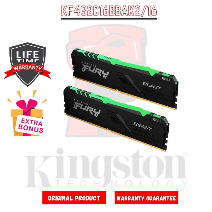 Kingston Memory RAM Fury KF432C16BBAK2/16 16GB (2x8GB)