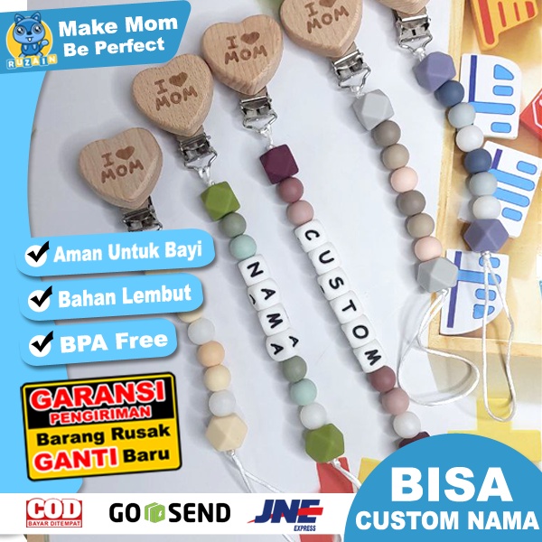 PC 11 | TALI EMPENG DAN TEETHER BISA CUSTOM NAMA | PACIFIER CLIP | TEETHER TALI DOT EMPENG CHAIN GANTUNGAN BAHAN SILIKON AMAN BPA FREE | RUZAIN MALL