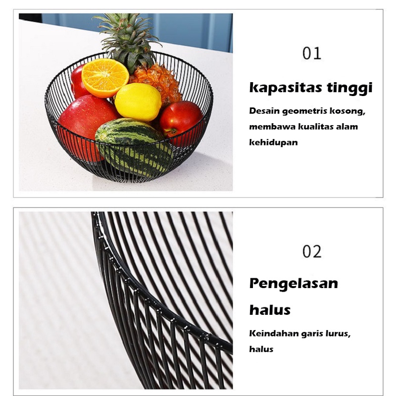 Fruit Tray Gold/Black /Keranjang Tempat Buah Warna Emas Hitam Daun Teratai