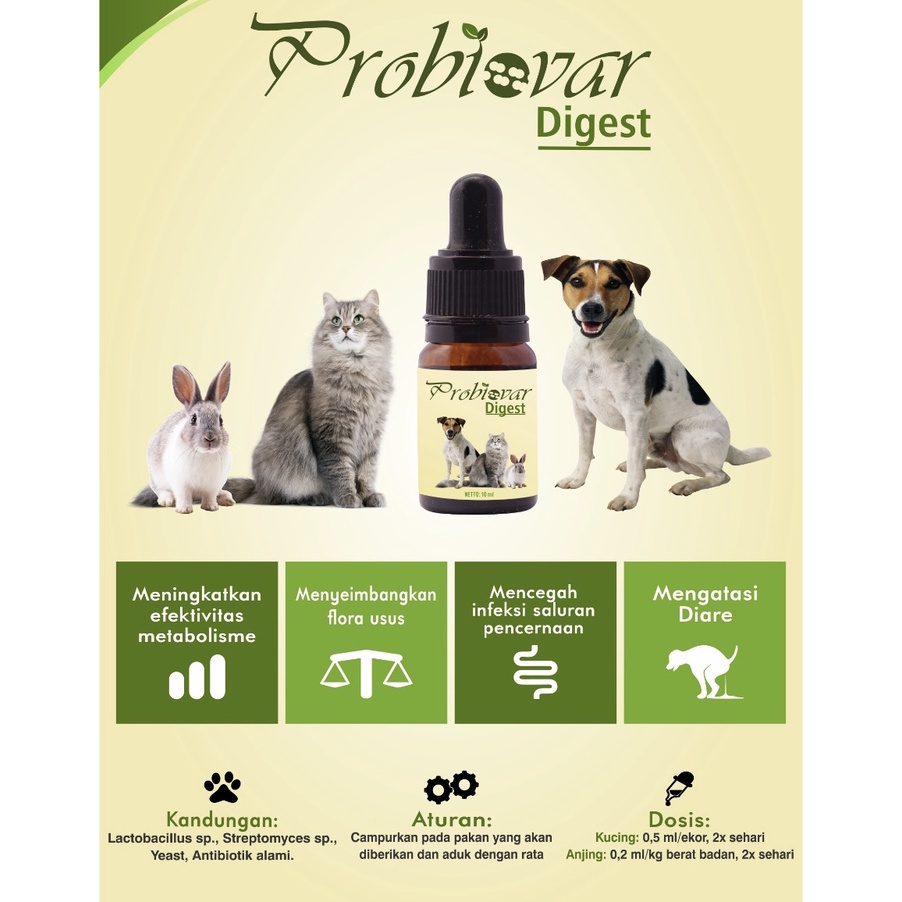 PROBIOVAR DIGEST - Obat Probiotik Anti Diare Mencret Infeksi Pencernaan Hewan Kucing Anjing Kelinci