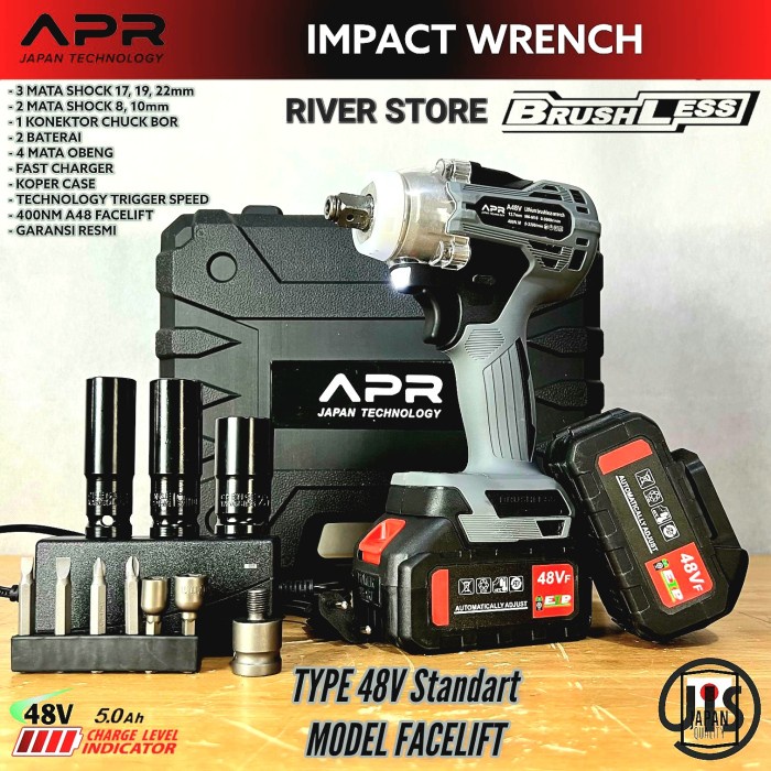 Impact Wrench Cordless APR 48V Type Facelift Powerfull Buka Baut Mobil