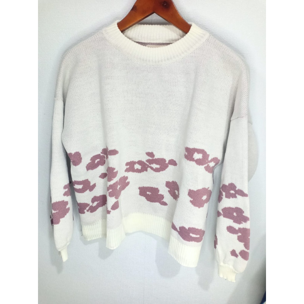 Sweater Knitt motif Bunga, Sweater Oblong Dewasa [PREMIUM]