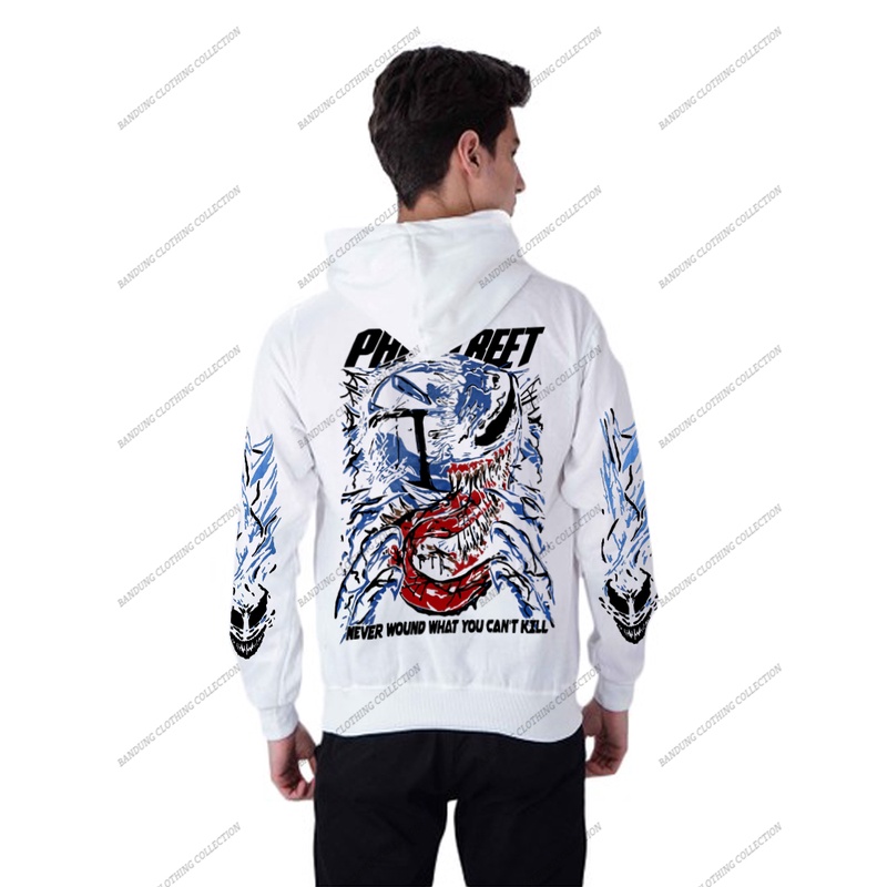 Jaket Hoodie Prostreet Venom Putih Bahan Katun Tebal / Hoodie Sunmori Pria