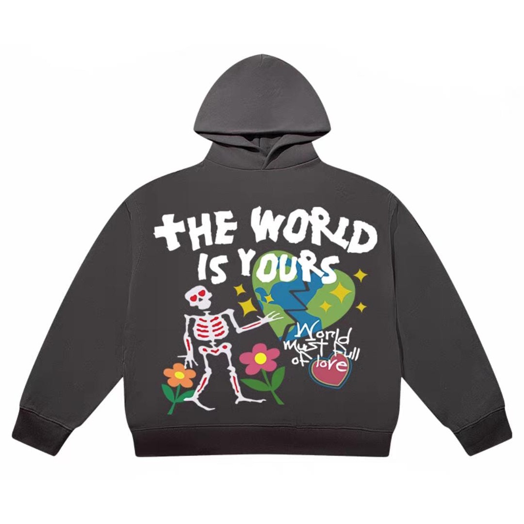 SKULL THE WORLD IS YOURS SWEATER HOODIE TENGKORAK (V1)