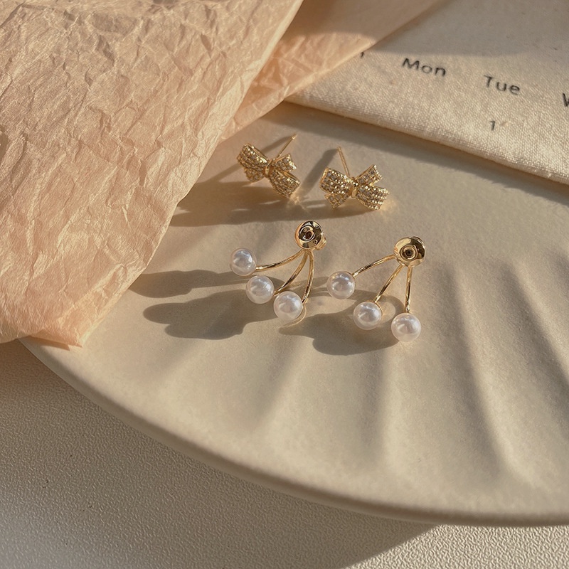 Anting Mutiara Ikatan Simpul Berlian Berkualitas Tinggi Untuk Wanita925Perak Jarum Anting Zircon
