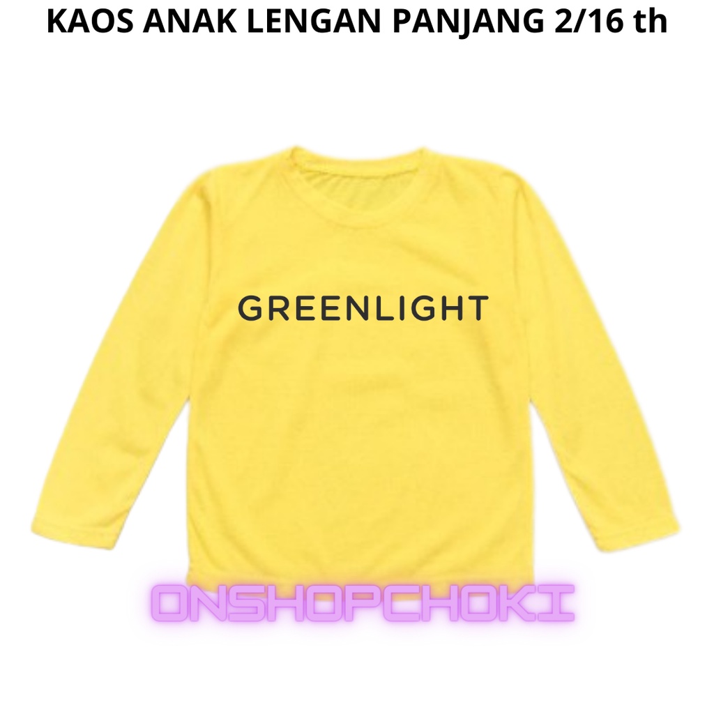 KAOS ANAK LENGAN PANJANG USIA 2/16TH LOGO GREELIT CEWEK/COWOK KAOS OBLONG ANAK