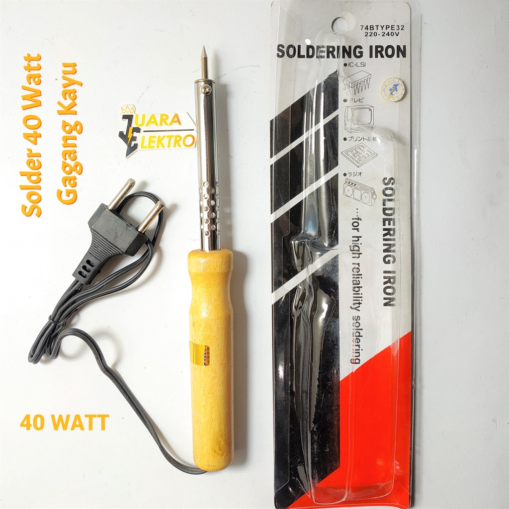 Soldering Iron 40 Watt Gagang Kayu | Solder 40 Watt Murah Model Gagang Kayu