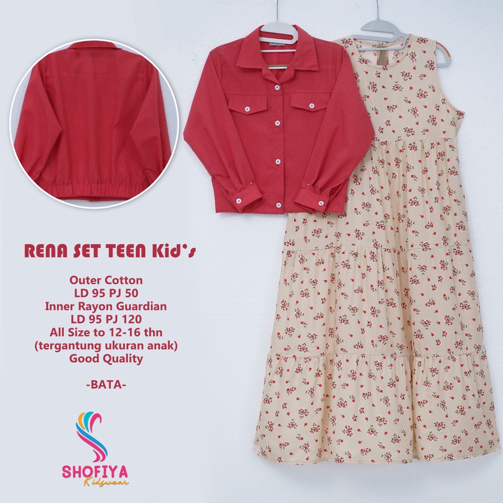 rena set teen kids stelan setelan 1 one set overal baju pakaian maxy maxi gamis syari longdress katu