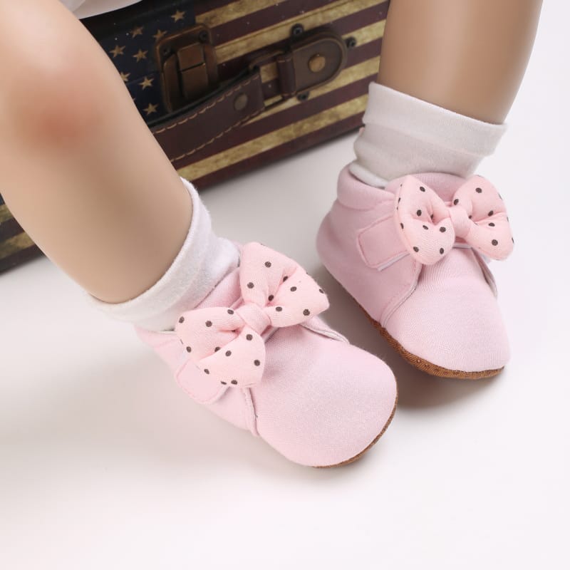 Sepatu Bayi Perempuan Pita Polkadot Prewalker Anak 0-14 Bulan