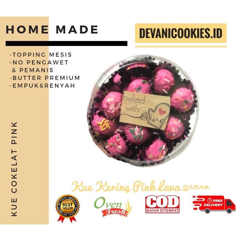 

KUE KERING COKELAT PINK MESIS 1 TOPLES 250GRAM / KUE LEBARAN