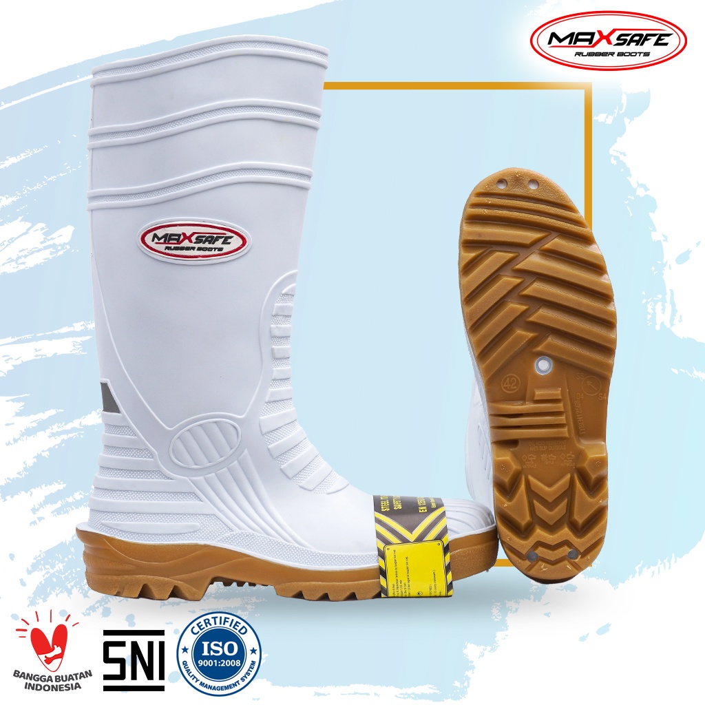Sepatu Boot Safety Toyobo &amp; MaxSafe Putih