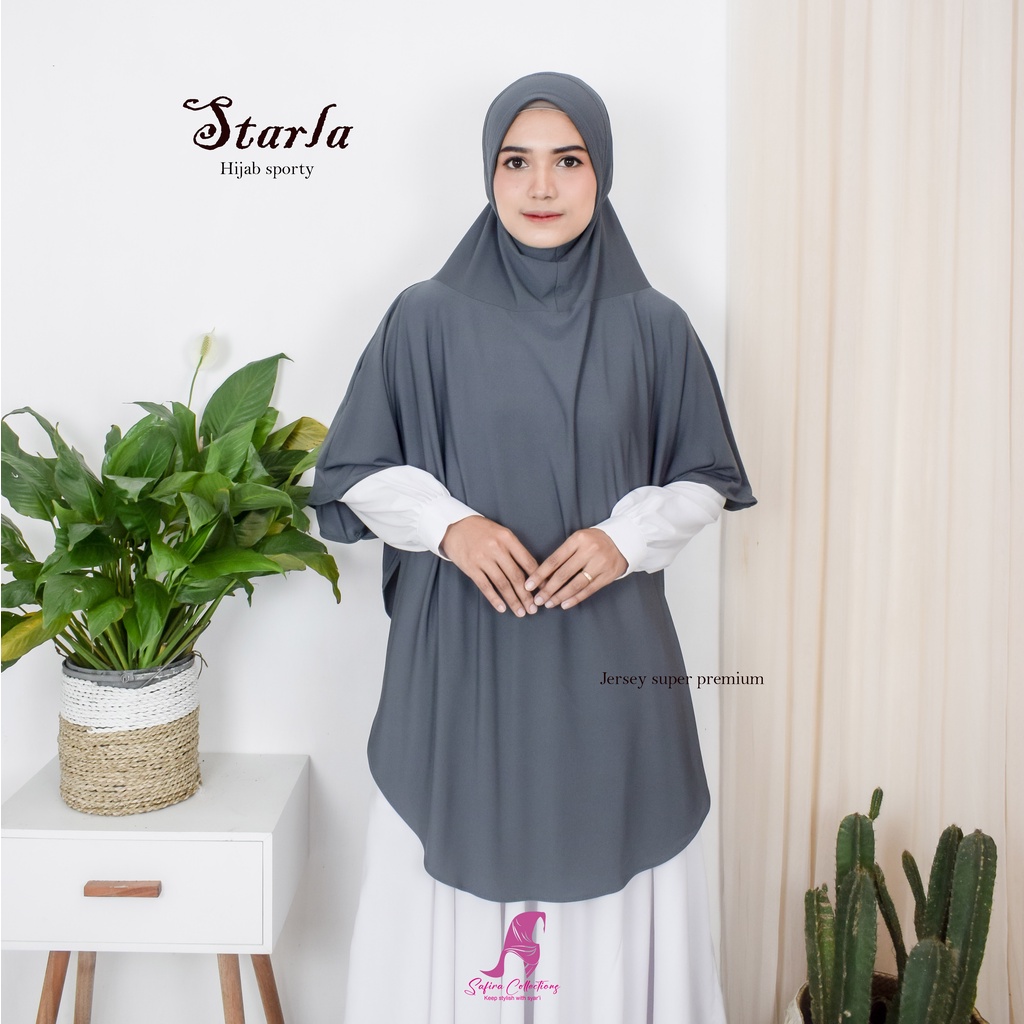 Hijab sport syar'i Starla soft pad jilbab instan olahraga jersey premium