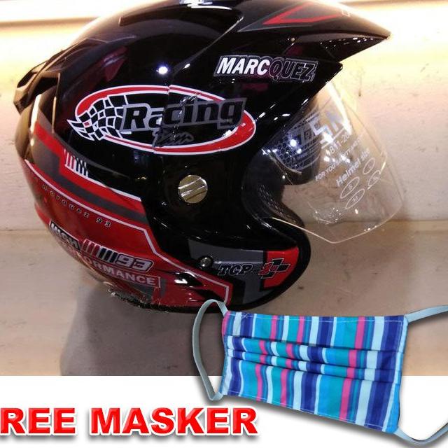 ♜ Promo 2.% Ori Helm Sepeda Motor SNI Helem Double Visor Racing Marc Marquez Hitam Merah setara INK 