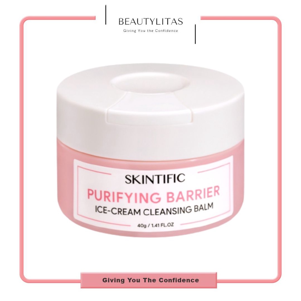 SKINTIFIC Cleansing Balm Make Up Remover 40g Purifying Barrier Ice Cream Pembersih Makeup Muka Cosmetics Oil Cleanser