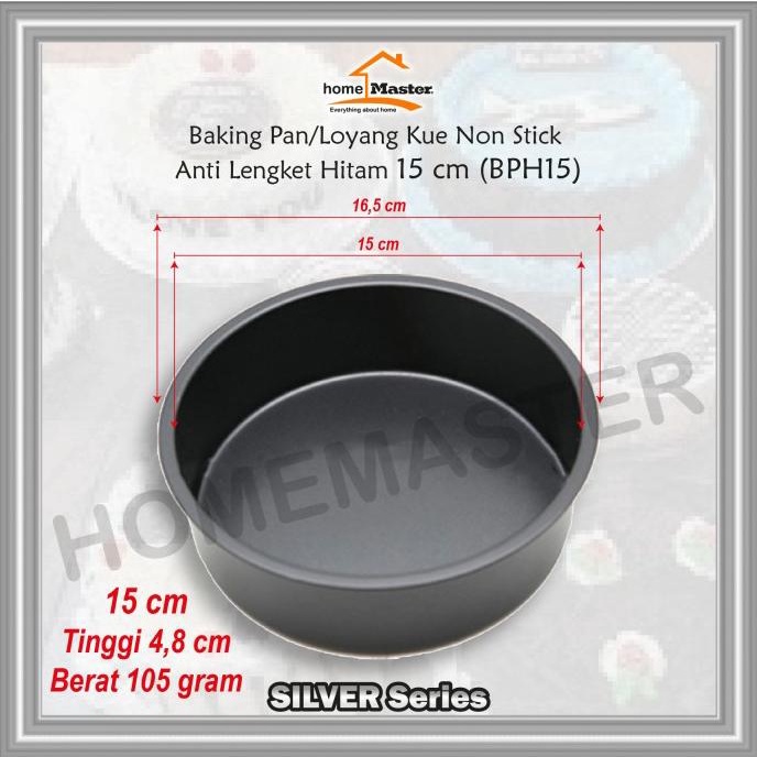Baking Pan/Loyang Kue Bolu Bulat Non Stick Anti Lengket Hitam 15 Cm