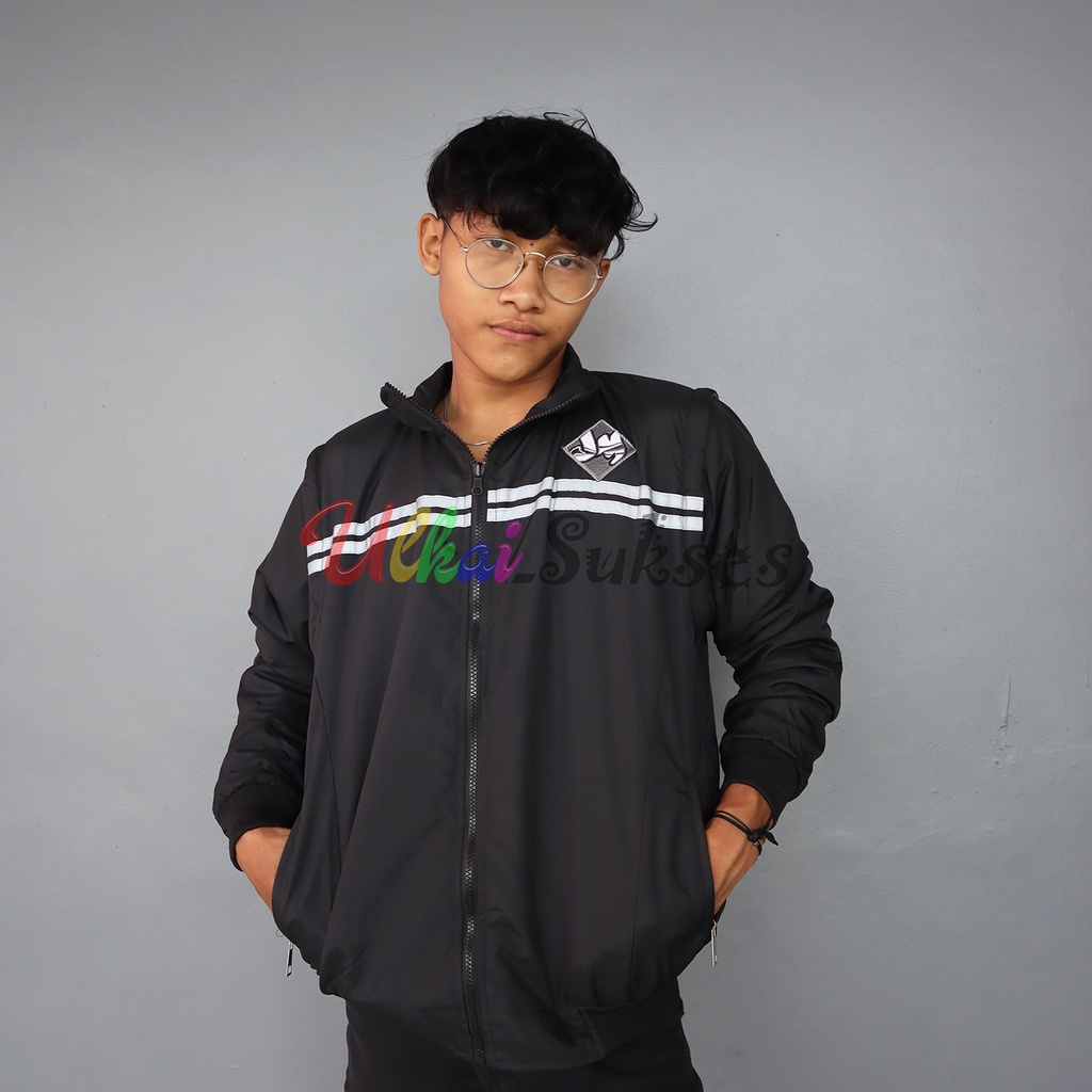 Rompi Jaket Logo JM Plus Motif Garis Double Fungsi Rompi Motor Jaket Outdoor Rompi Outdoor Jaket Motor Hight Quality