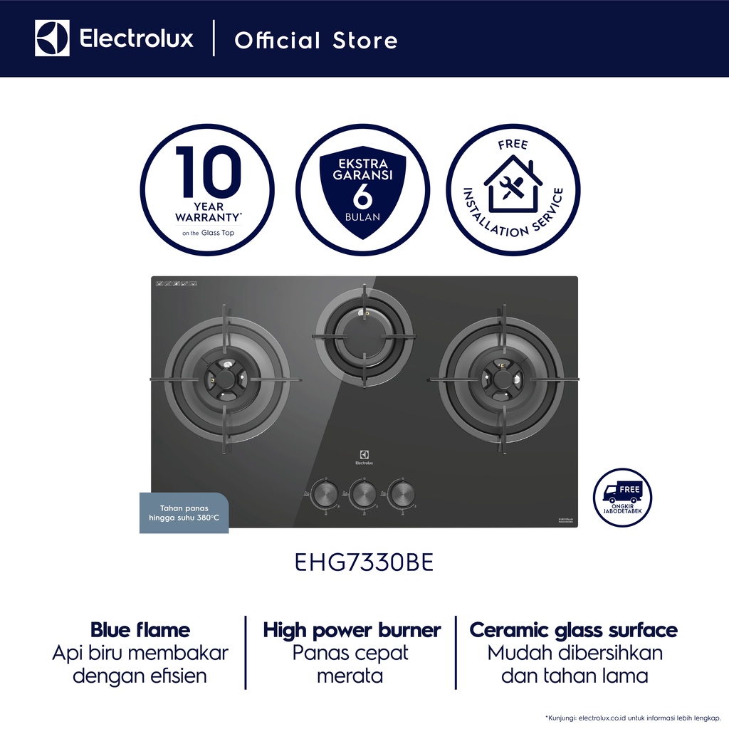 Electrolux Kompor Tanam EHG 7330 BE - Luar Jabodetabek