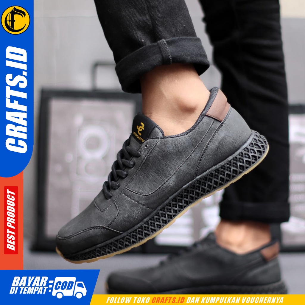 Sepatu Sneakers Pria Hitam Casual Crafts Cerberus