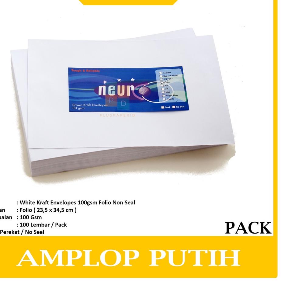 

Bisa COD NEURO - Amplop Putih Ukuran Folio ( 23,5 x 34,5cm ) No Seal - Pack gas !!