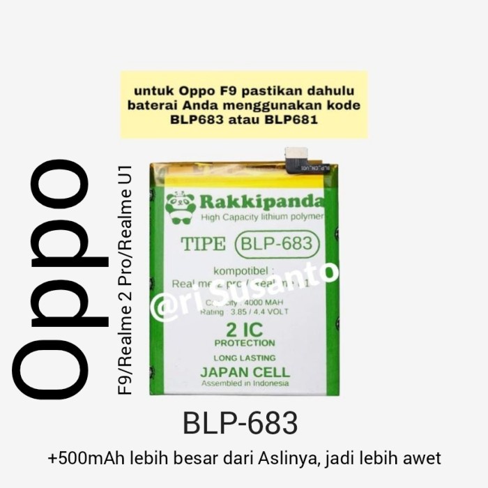 Baterai Rakkipanda BLP683 BLP-683 for Oppo F9/Realme 2 Pro/Realme U1