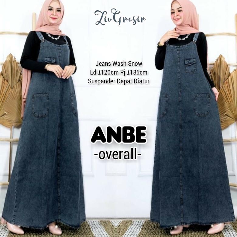 TERLARIS Anbe Overal Overall Rok Kodok Jeans Denim Fashion Pakaian Wanita Jumbo Big Size