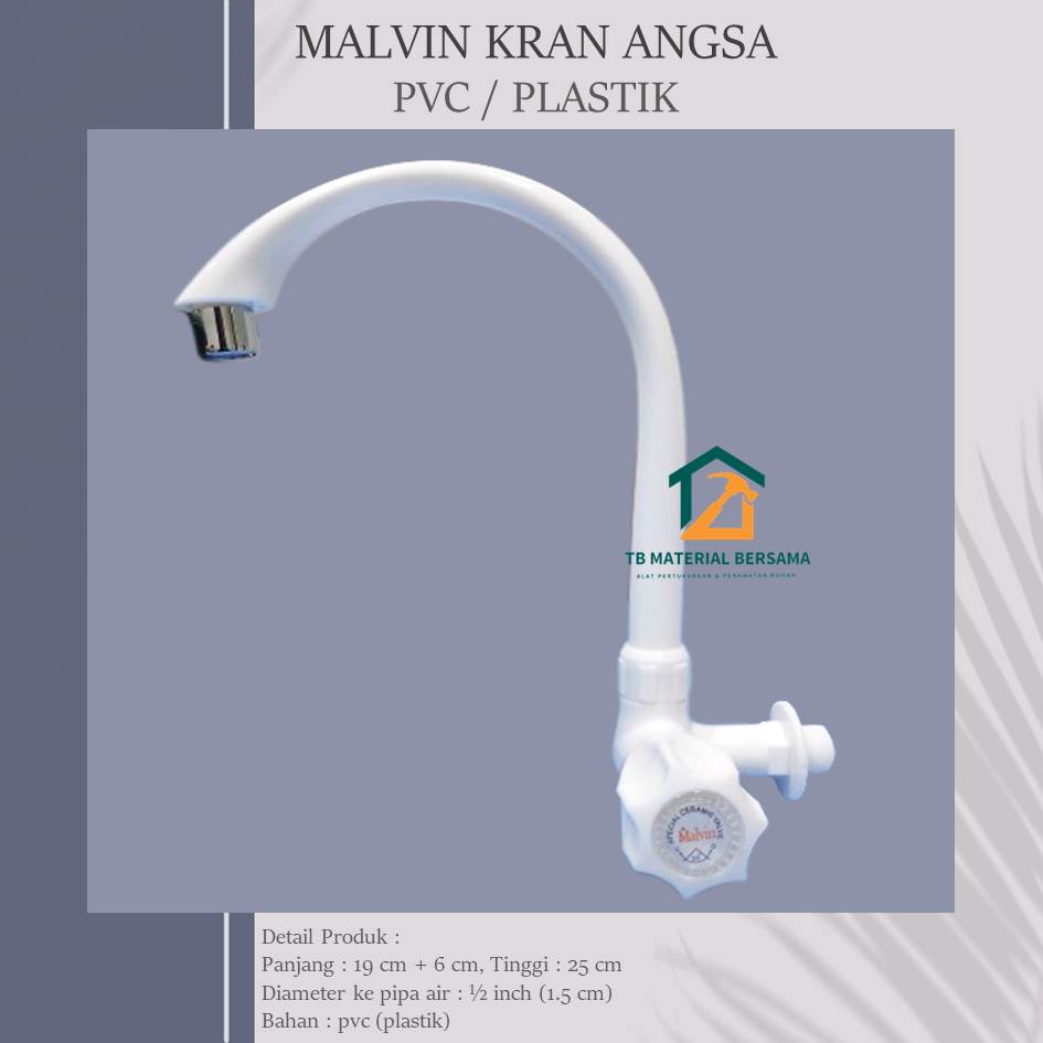 Malvin Kran Angsa PVC / Kran Air Bak Cuci Piring / Kran Angsa Plastik / Kran Bak Cuci Piring / Kran 