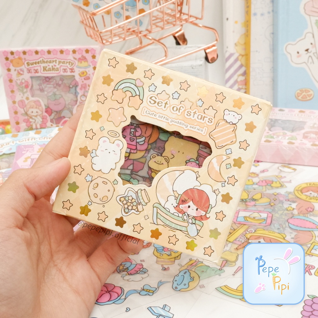 Sticker Senmu Princess Diary Box Kecil Isi 100 Paket Sticker mini lembar stiker jurnaling journal set buku alat tulis sekolah pastel lucu box