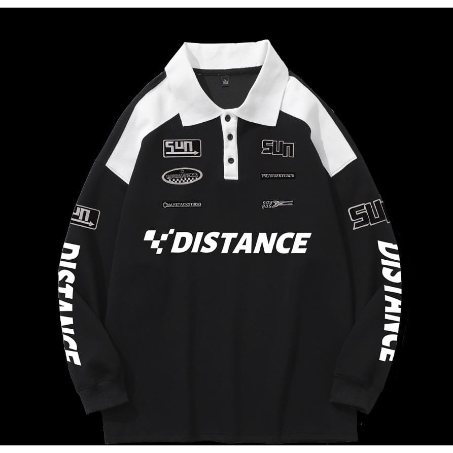 DISTANCE RACING SWEATER COLLAR OVERSIZE SWEATSHIRT KERAH UNISEX (PH)