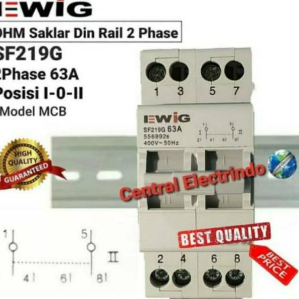 ○ COS Change Over Switch Ohm Saklar EWIG Din Rail 2Phase 63A Model MCB. ►