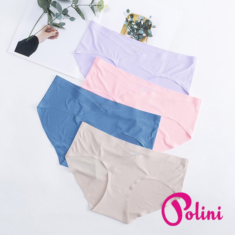 BEE - Celana Dalam Hamil Seamless CD Wanita Rendah Pinggang Panty Es Sutra Bumil Sepinggul CD Bernapas POLINI 5905