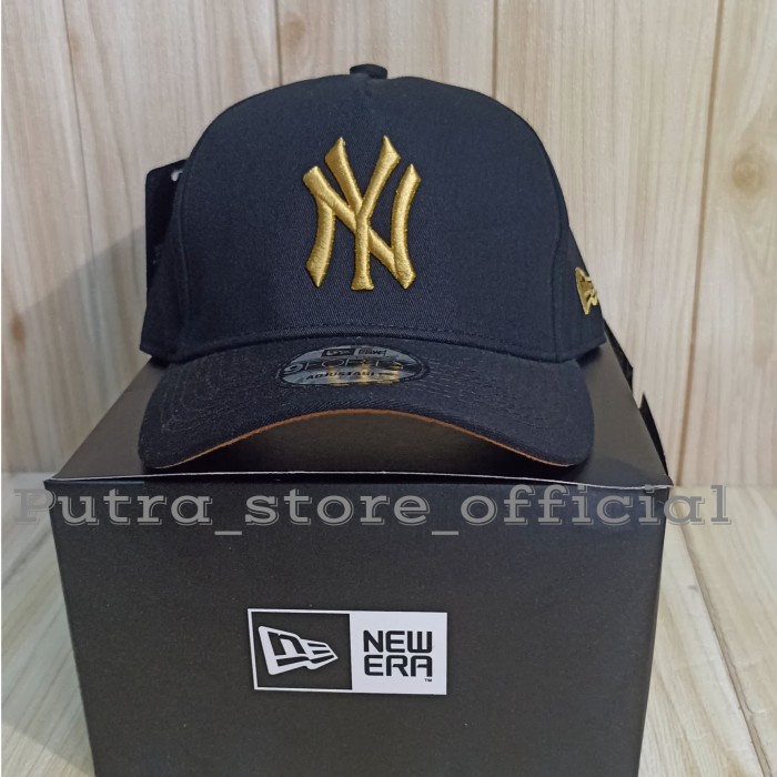 hat / topi baseball ny 9forty grade original, logo gold