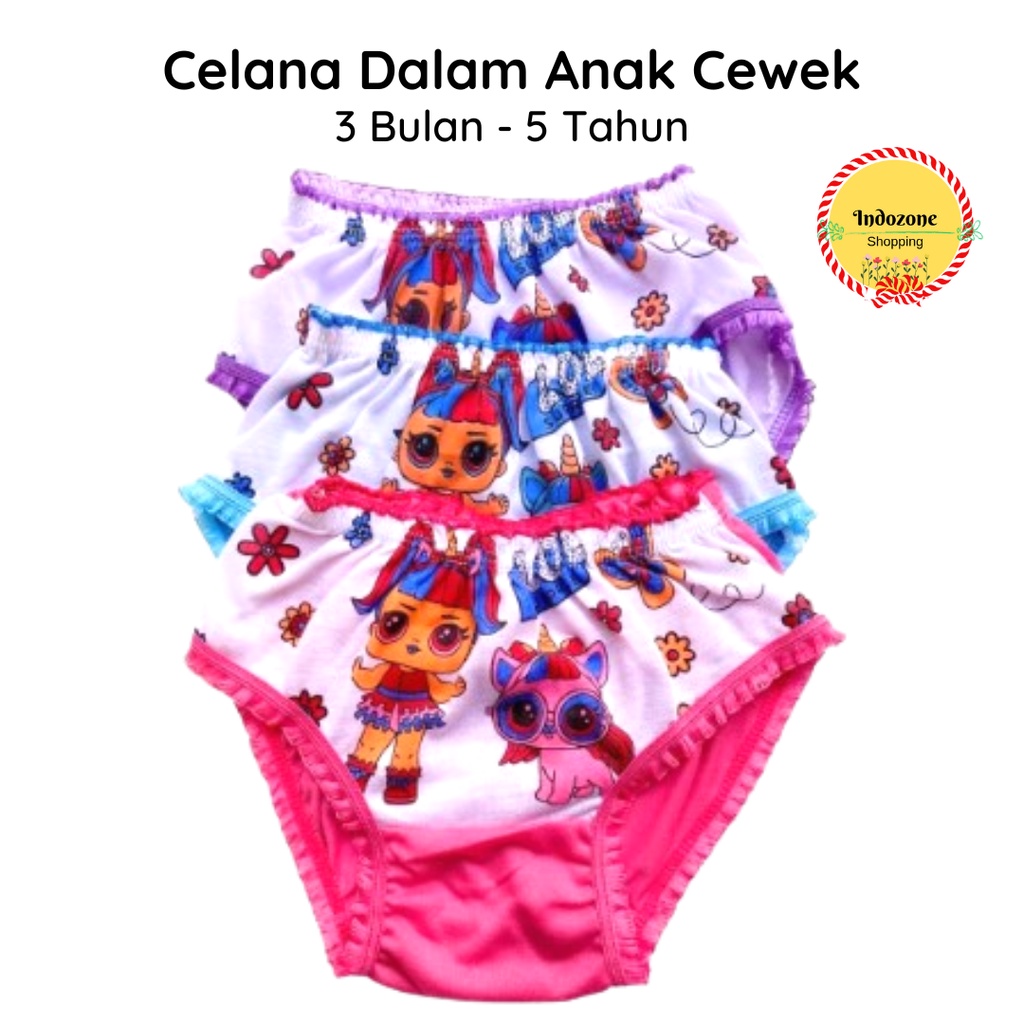 12 PCS Celana Dalam Anak Perempuan 1-5 Tahun CD Anak Cewek Motif LOL Pony