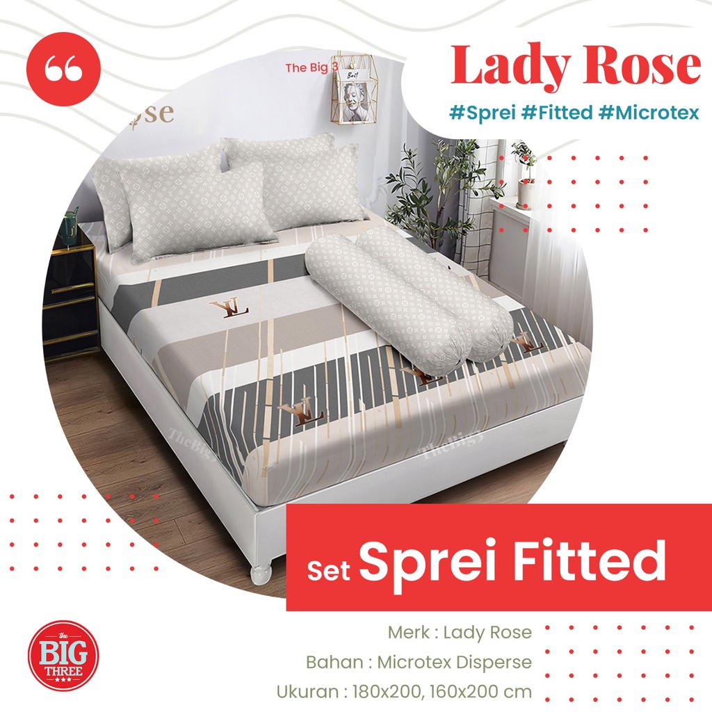 Sprei 180x200 / 160x200 Lady Rose motif SAILOR FURIN WILIS LUVIA RINO TUNDRA CARMINE BLASCO MEDIRA PASKAL KALA CHARCOAL TASYA VANIA SAVA WILLIAM POPPY LORIA FELIX PIKKA JAYDEN EMILY - LadyRose 180 160 King Queen SP