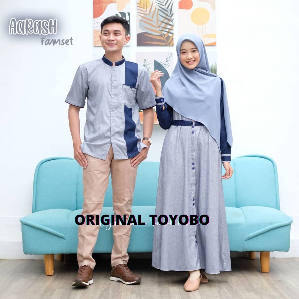 Gamis Couple Sarimbit Suami Istri Murah Terbaru Pasangan Muslim Busana Keluarga Kekinian Bahan Toyob