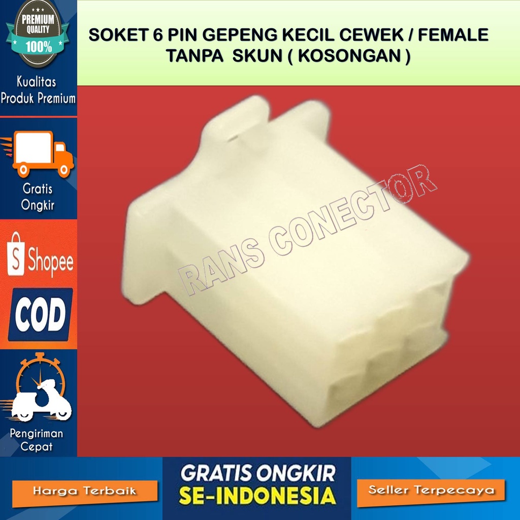 SOKET 6 PIN FEMALE SOKET KABEL 6 PIN FEMALE SOKET 6 PIN GEPENG KECIL BAHAN NILON TAHAN PANAS